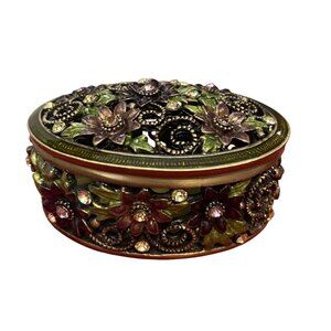 Folio Home Genuine Austrian Crystal Filligree Purple Flower Box NWT